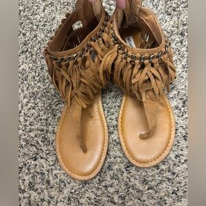 Brown/Tan fringe sandals